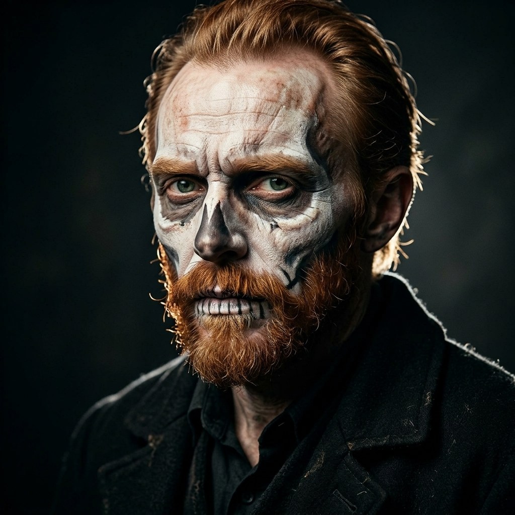 AI Skeleton costume generated from the Van Gogh painting